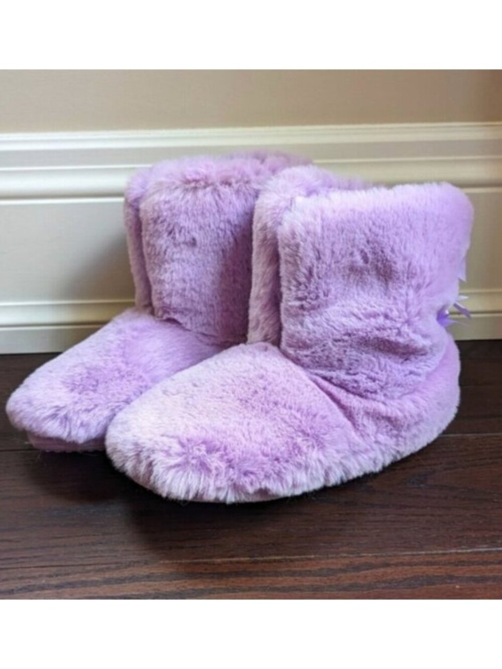 SoftMoc Purple Fuzzy Ankle Bootie Slippers